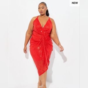 Sequined Draped Midi Dress